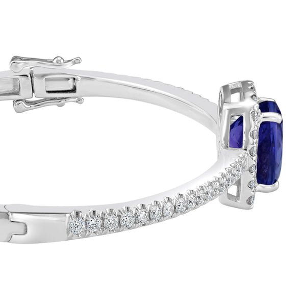 4.81ct Tanzanite Bangle with 1.17tct Diamonds set in 14K White Gold