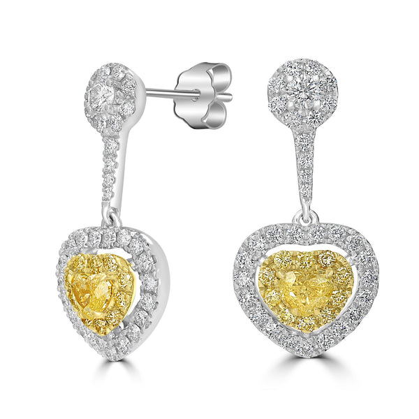 0.56tct Yellow Diamond Earring with 1.04tct Diamonds set in 18KW & 22KY Two Tone Gold