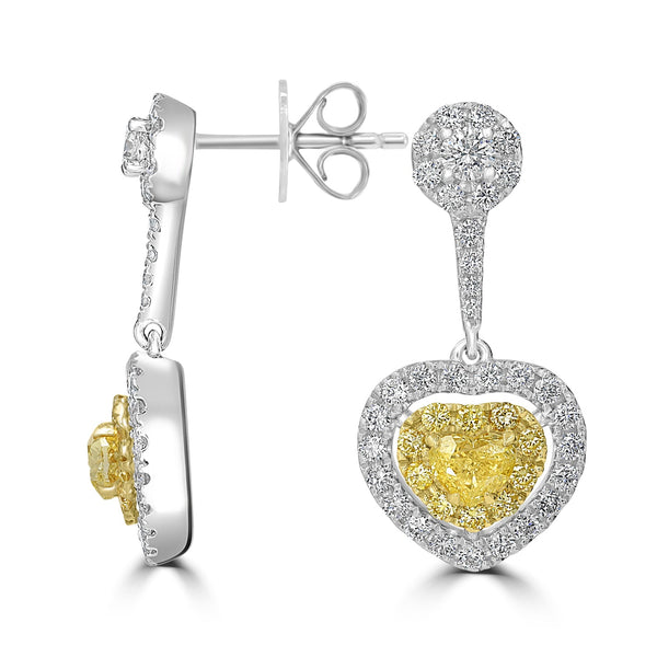 0.56tct Yellow Diamond Earring with 1.04tct Diamonds set in 18KW & 22KY Two Tone Gold