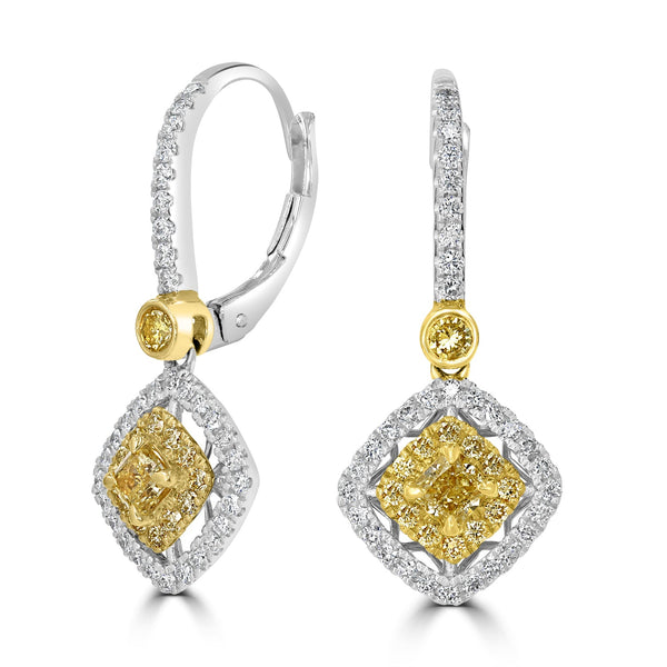 0.39tct Yellow Diamond Earring with 0.7tct Diamonds set in 18KW & 22KY Two Tone Gold