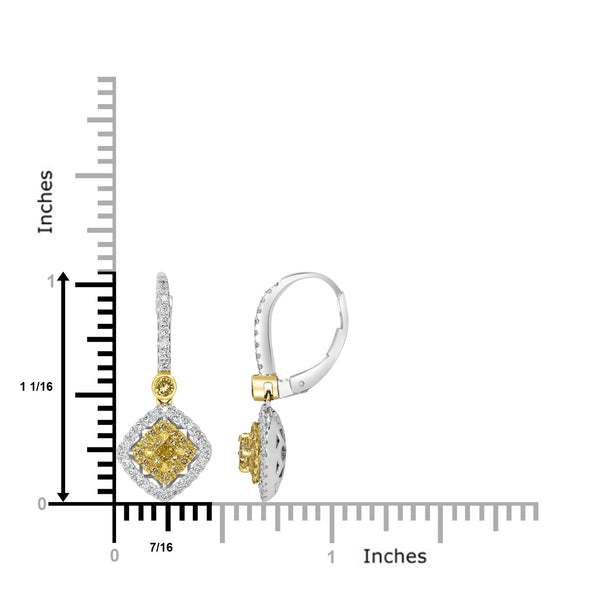 0.39tct Yellow Diamond Earring with 0.7tct Diamonds set in 18KW & 22KY Two Tone Gold