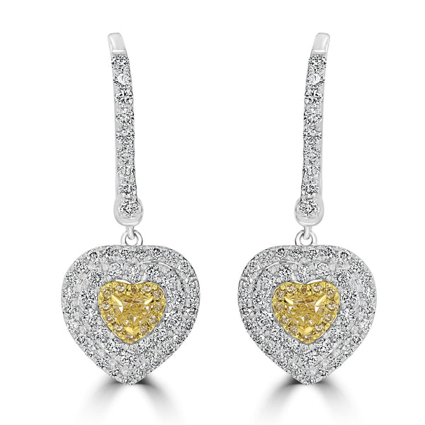 0.27tct Yellow Diamond Earring with 1.11tct Diamonds set in 18K Two Tone Gold