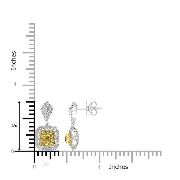 0.4tct Yellow Diamond Earring with 0.88tct Diamonds set in 18K Two Tone Gold