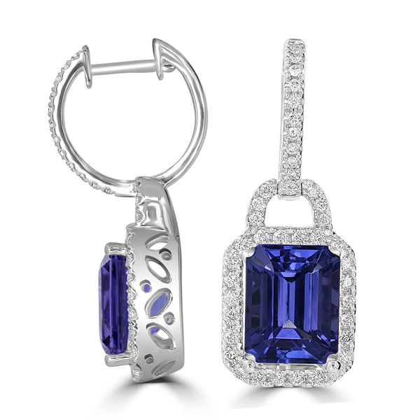 5.94tct Tanzanite Earring with 0.53tct Diamonds set in 14K White Gold