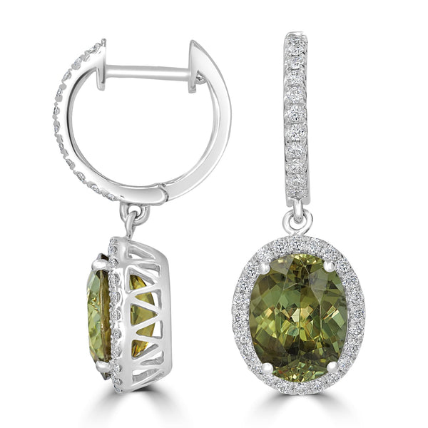 4.95tct Sphene Earring with 0.51tct Diamonds set in 14K White Gold