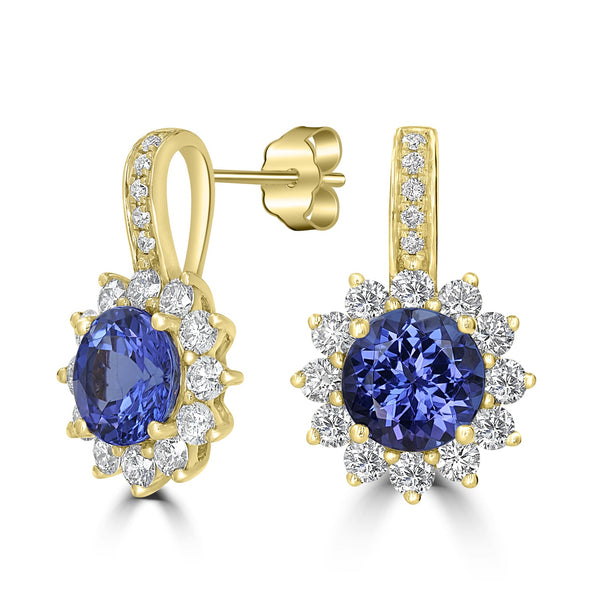 3.25tct Tanzanite Earring with 1.33tct Diamonds set in 18K Rose Gold