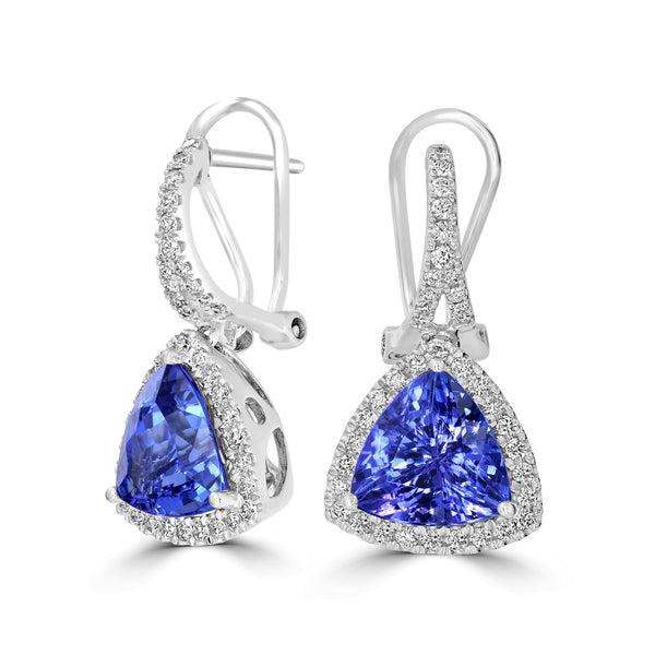 5.37tct Tanzanite Earring with 0.55tct Diamonds set in 14K White Gold