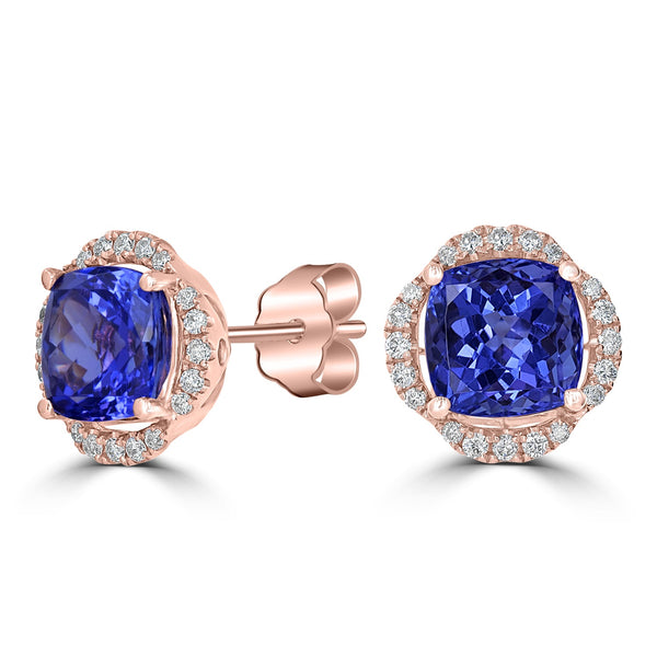 4.67tct Tanzanite Earring with 0.28tct Diamonds set in 18K Rose Gold