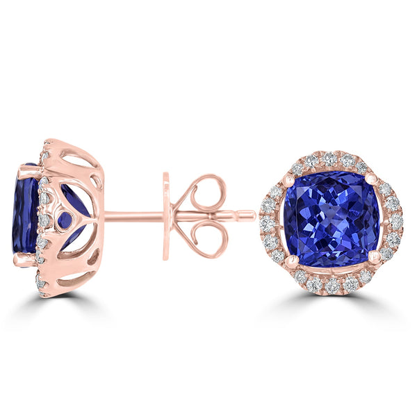 4.67tct Tanzanite Earring with 0.28tct Diamonds set in 18K Rose Gold