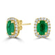 2.32tct Emerald Stud Earring with 0.49tct Diamonds set in 14K Yellow Gold