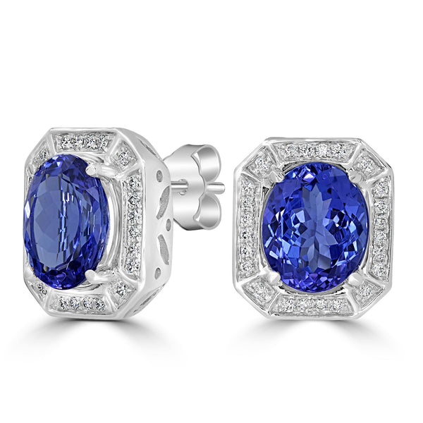 6.21tct Tanzanite Earring with 0.35tct Diamonds set in 14K White Gold