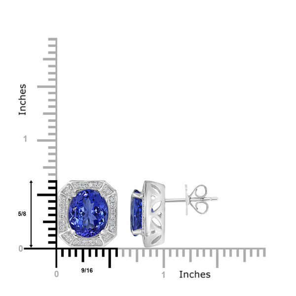 6.21tct Tanzanite Earring with 0.35tct Diamonds set in 14K White Gold