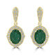 3.24ct Emerald earrings with 0.56ct diamonds set in 14K yellow gold