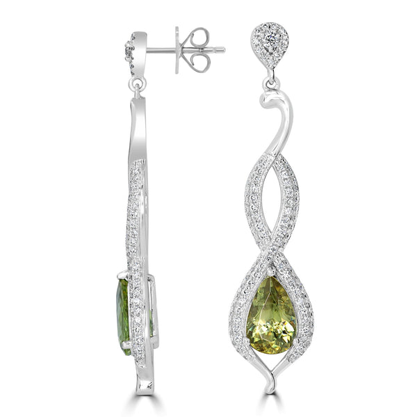 5.45tct Sphene Earring with 1.45tct Diamonds set in 14K White Gold