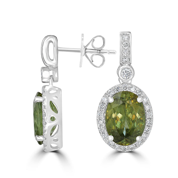 5.6tct Sphene Earring with 0.47tct Diamonds set in 14K White Gold