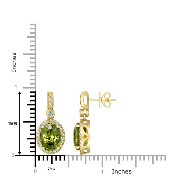 6.02tct Sphene Earring with 0.45tct Diamonds set in 14K Yellow Gold