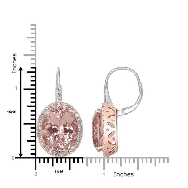 18.91tct Morganite earrings with 1.18tct diamonds set in 14K white gold