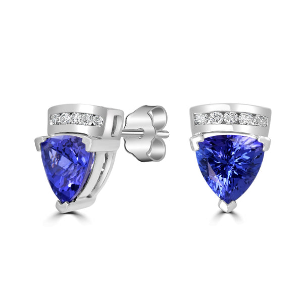 3.52tct Tanzanite Earring with 0.19tct Diamonds set in 18K White Gold