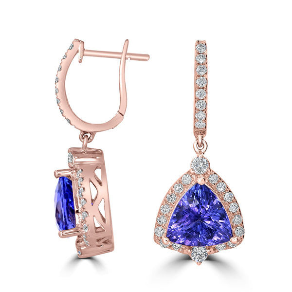 4.38tct Tanzanite Earring with 0.67tct Diamonds set in 14K Rose Gold