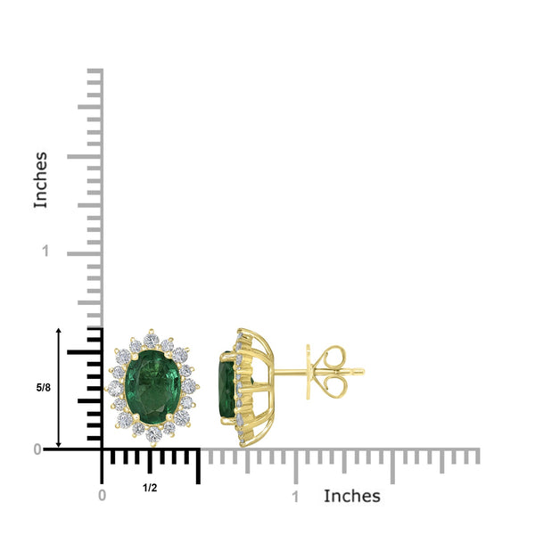 3.03tct Emerald Earring with 0.76tct Diamonds set in 18K Yellow Gold