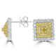 0.16tct Yellow Diamond Earring with 1.2tct Diamonds set in 18K Two Tone Gold