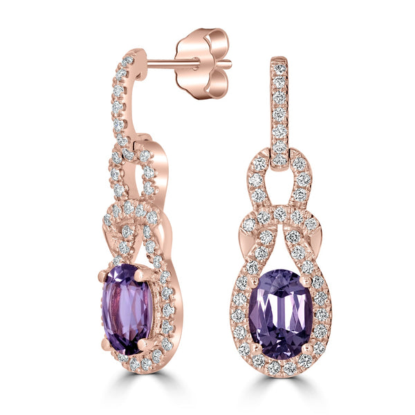 1.19tct Spinel Earring with 0.28tct Diamonds set in 14K Rose Gold