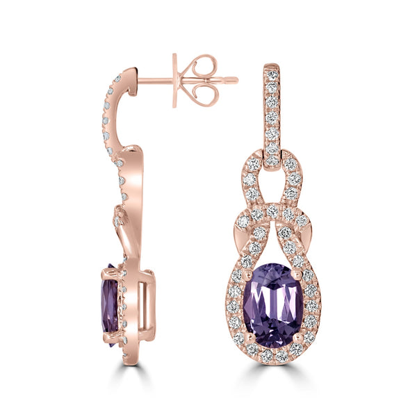 1.19tct Spinel Earring with 0.28tct Diamonds set in 14K Rose Gold