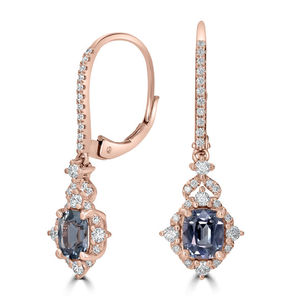 1.92tct Spinel Earring with 0.36tct Diamonds set in 14K Rose Gold