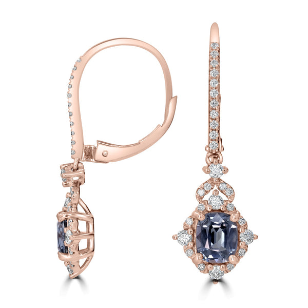 1.92tct Spinel Earring with 0.36tct Diamonds set in 14K Rose Gold