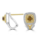 0.48tct Orange Diamond Earring with 0.64tct Diamonds set in 14K Two Tone Gold