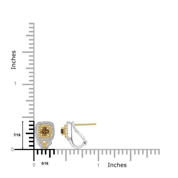 0.48tct Orange Diamond Earring with 0.64tct Diamonds set in 14K Two Tone Gold