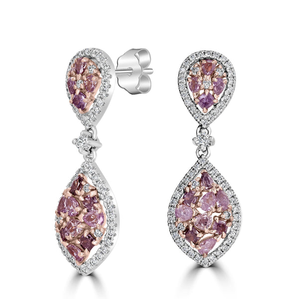 1.51tct Pink Diamond Earring with 0.53tct Diamonds set in 14K Two Tone Gold