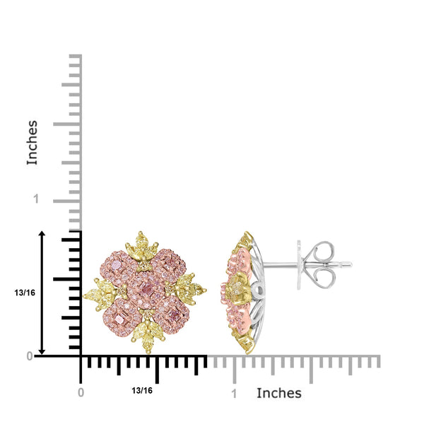 0.49tct Pink Diamond Earring with 1.76tct Diamonds set in 14K Two Tone Gold