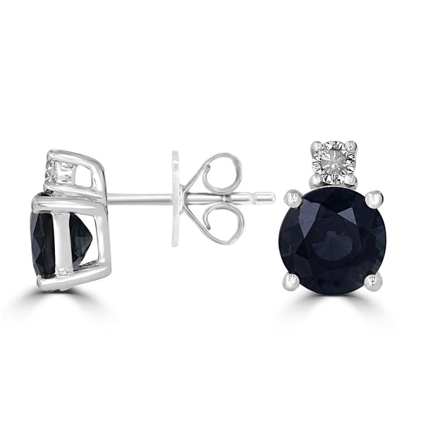 3.08tct Sapphire Earring with 0.13tct Diamonds set in 14K White Gold