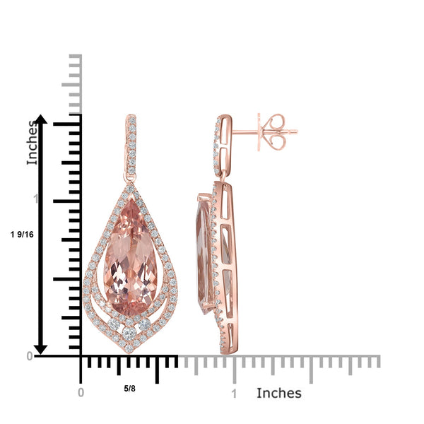 10.18tct Morganite Earring with 1.16tct Diamonds set in 18K Rose Gold