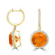 12.52tct Fire Opal Earrings with 1.42tct Diamond set in 18K Yellow Gold