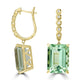 22.86tct Prasiolite Earrings with 0.15tct Diamond set in 18K Yellow Gold