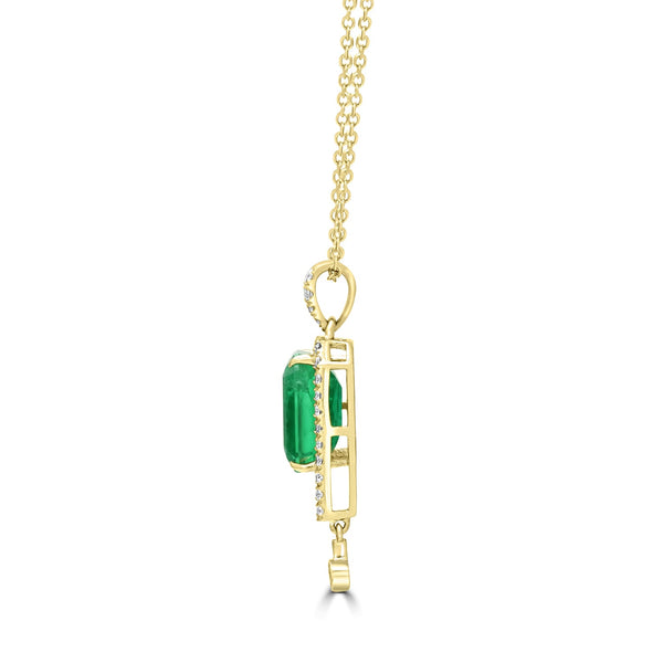 2.72ct Emerald Pendants with 0.26tct Diamond set in 14K Yellow Gold