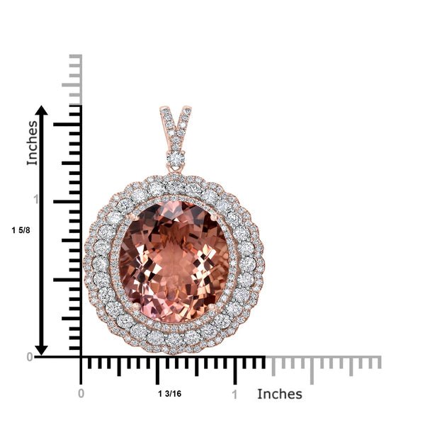 25.39ct Morganite Pendant with 3.66tct Diamonds set in 14K Two Tone Gold