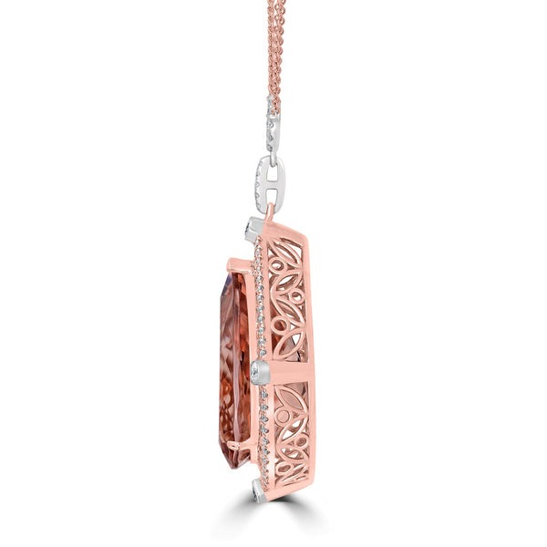 27.80ct Morganite Necklace with 3.16tct Diamonds set in 14K Two Tone Gold