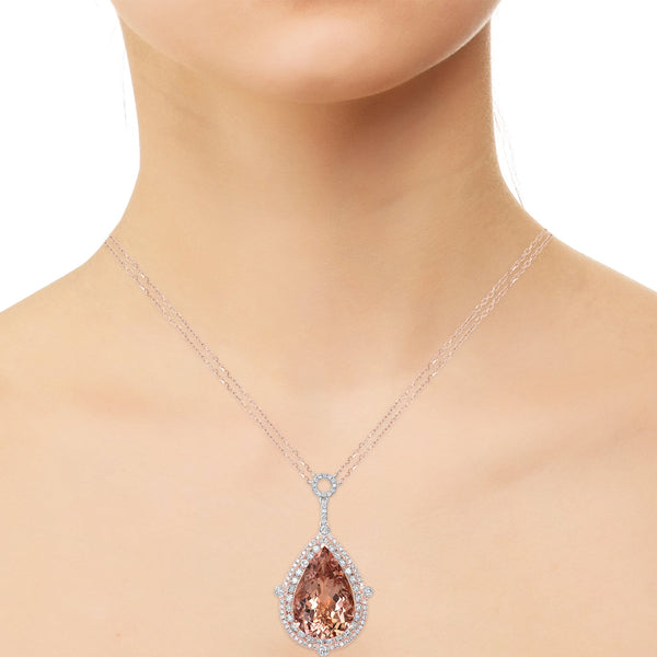 27.80ct Morganite Necklace with 3.16tct Diamonds set in 14K Two Tone Gold