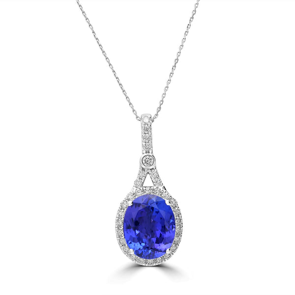 3.54ct Tanzanite Pendants with 0.4tct Diamond set in 14K White Gold