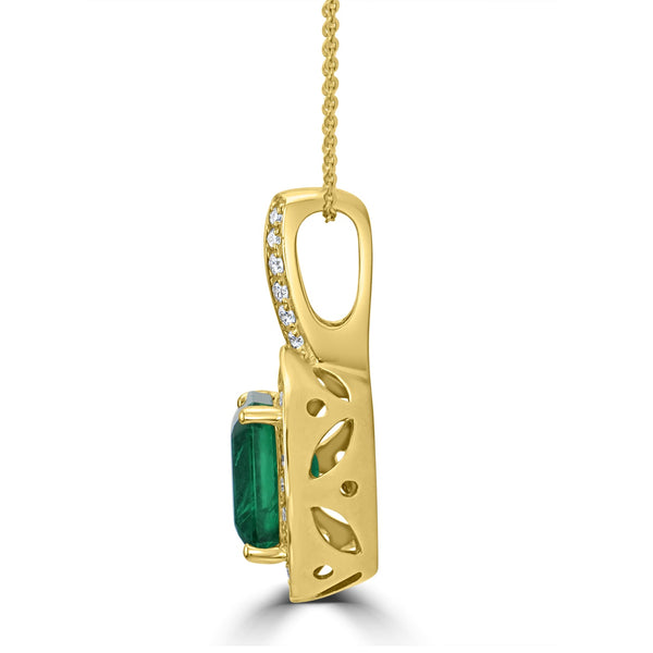 2.55ct Emerald Pendant with 0.37tct Diamonds set in 14K Yellow Gold