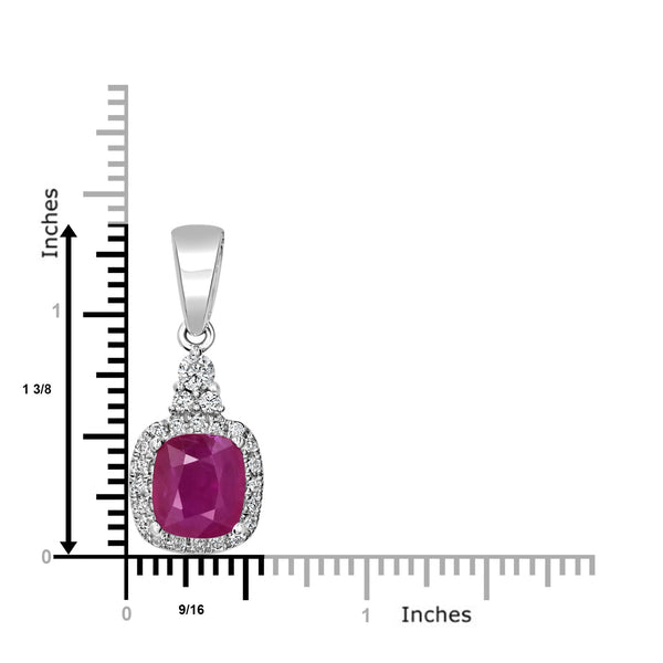 1.86ct Ruby Pendant with 0.2tct Diamonds set in 14K White Gold