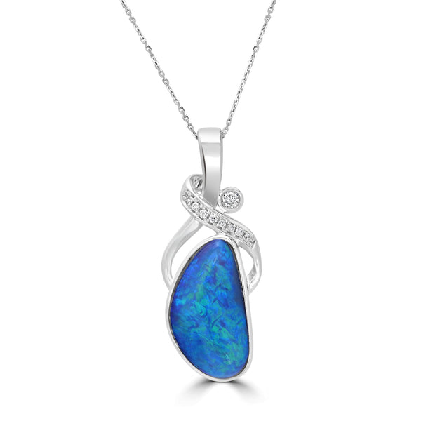 4.63ct Opal Pendants with 0.07tct Diamond set in 14K White Gold