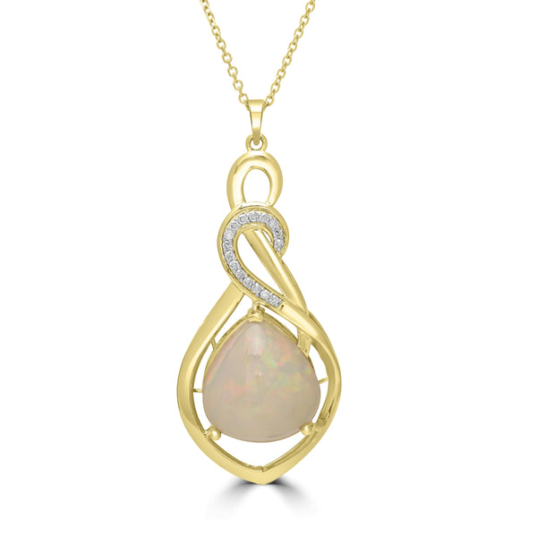 15.88ct Opal Pendants with 0.287tct Diamond set in 14K Yellow Gold