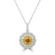 0.37ct Orange Diamond Pendants with 0.74tct Diamond set in 14K Two Tone Gold