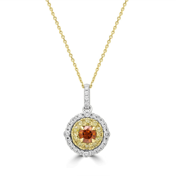 0.41ct Orange Diamond Pendants with 0.46tct Diamond set in 14K Two Tone Gold