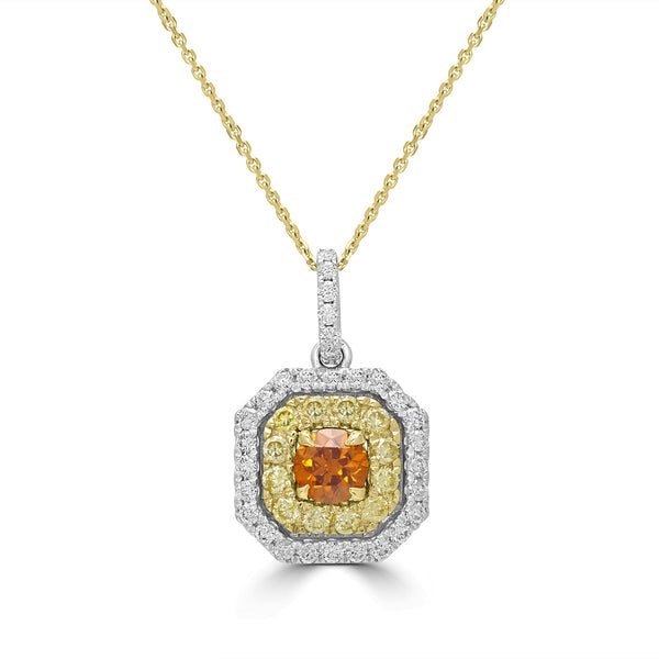 0.4ct Orange Diamond Pendants with 0.55tct Diamond set in 14K Two Tone Gold