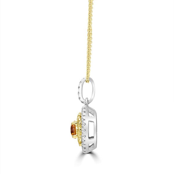 0.4ct Orange Diamond Pendants with 0.55tct Diamond set in 14K Two Tone Gold